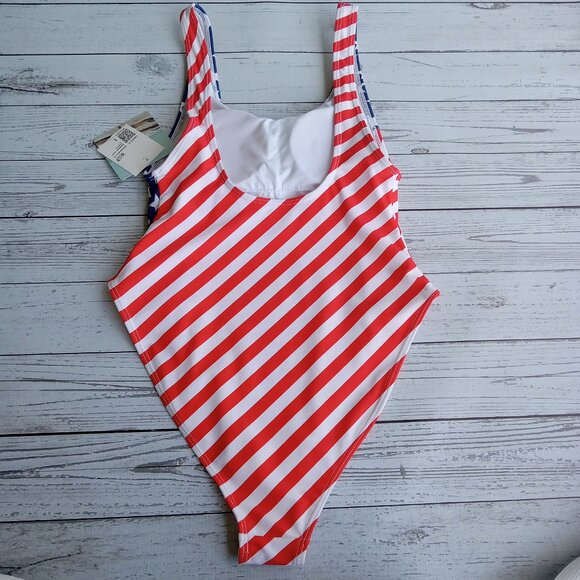 Forever 21 Sandy Beach One-piece Swimsuit American‎ Flag NEW (US size L) - Picture 2 of 7